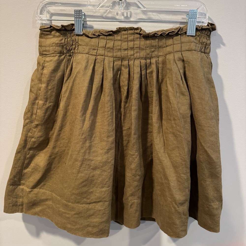 J. Crew Tan Pleated Linen Mini Skirt Resort Wear